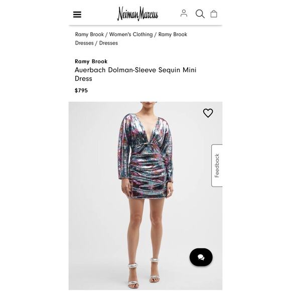 NWT Ramy Brook Auerbach Multicolor All Over Sequin Ruched Mini Dress Sz 10 $795 - Picture 7 of 16